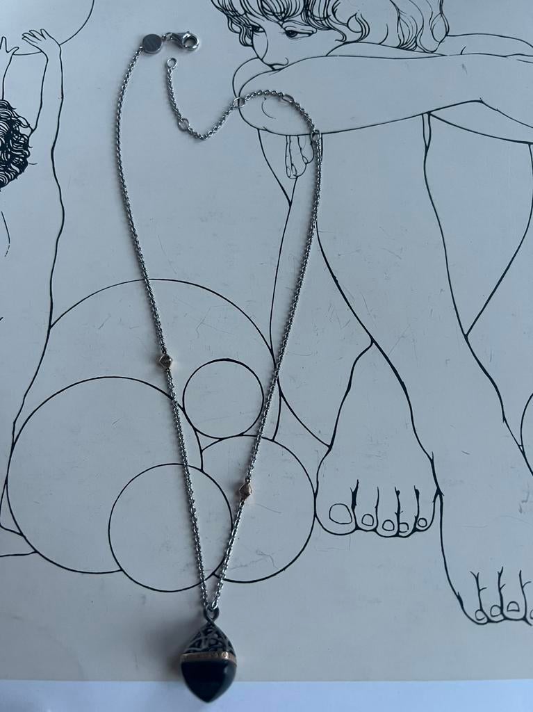 Ti Sento La Bella Vita Set, Sieraden, Tassen en Uiterlijk, Kettingen, Verstelbaar, Zwart, Ophalen of Verzenden, Zo goed als nieuw