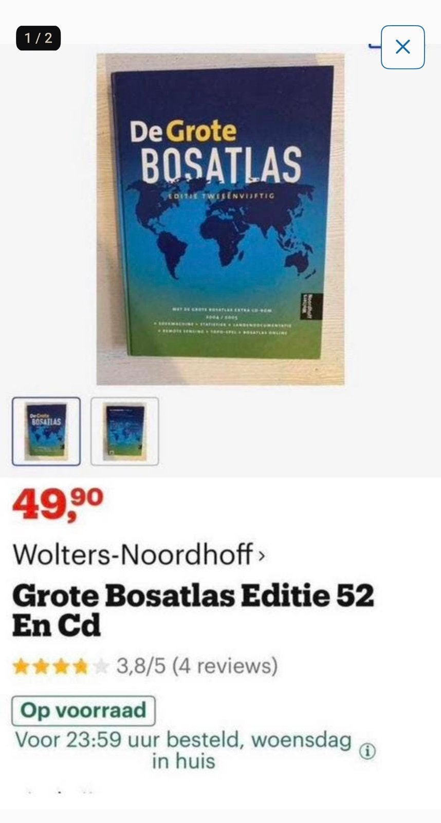 Nieuwe grote bosatlas 52e editie, Boeken, Ophalen, Bosatlas, 2000 tot heden, Nieuw