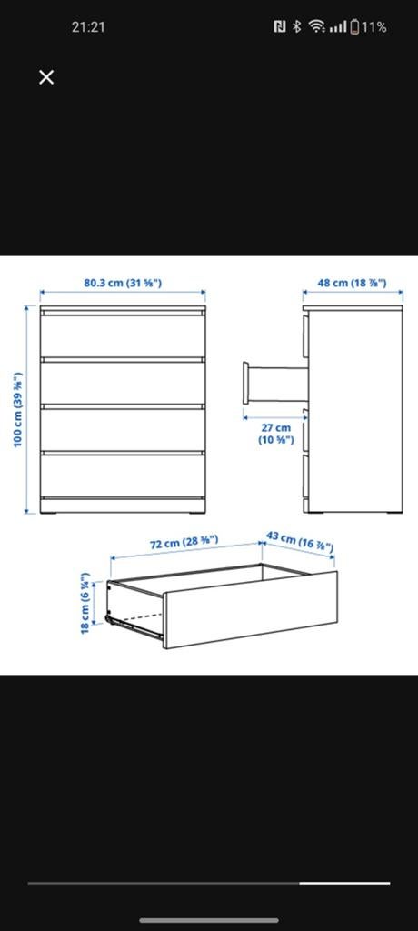 Ikea Malm ladekast zwart 4 lades 80x100 cm, Huis en Inrichting, Kasten | Ladekasten, Ophalen, Gebruikt, 100 tot 150 cm, 50 tot 100 cm
