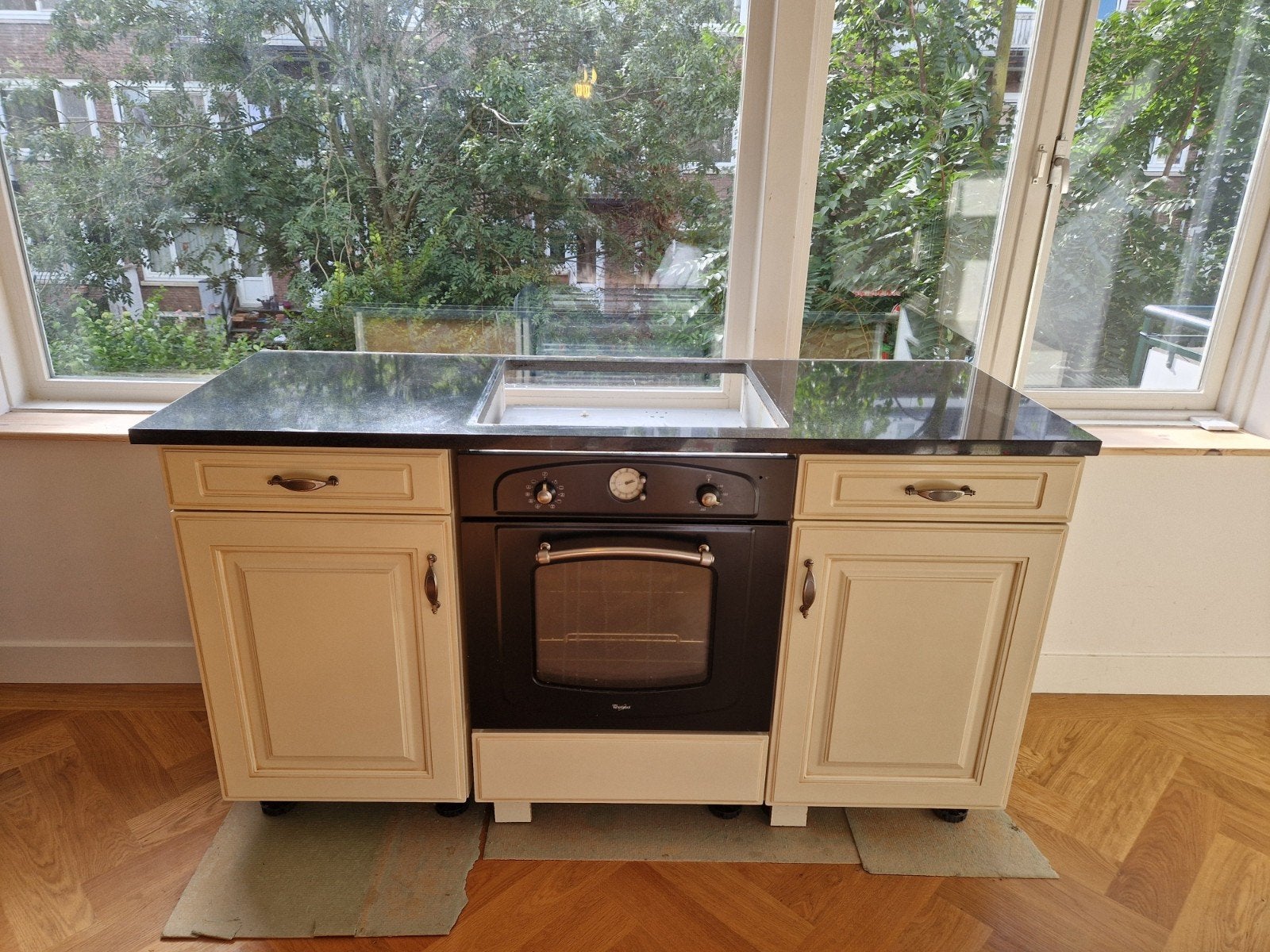 Compacte keuken met oven en vaatwasser, Ophalen, Gebruikt, Graniet of Steen, Enkelwandige keuken
