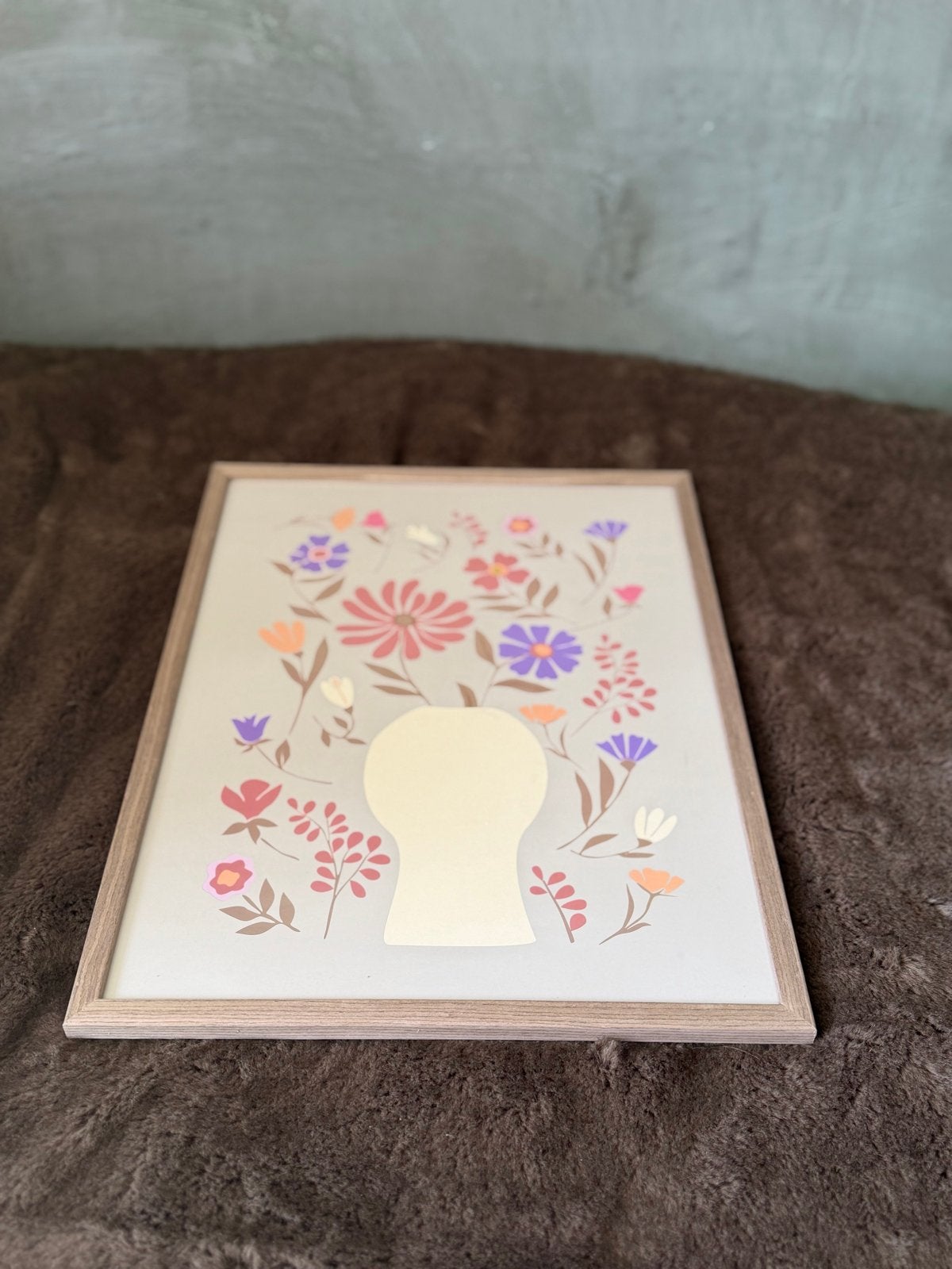 Kleurrijke bloemenprint | Houten lijst | 31  42 cm, Minder dan 50 cm, Ophalen of Verzenden, 5 – 50, Print