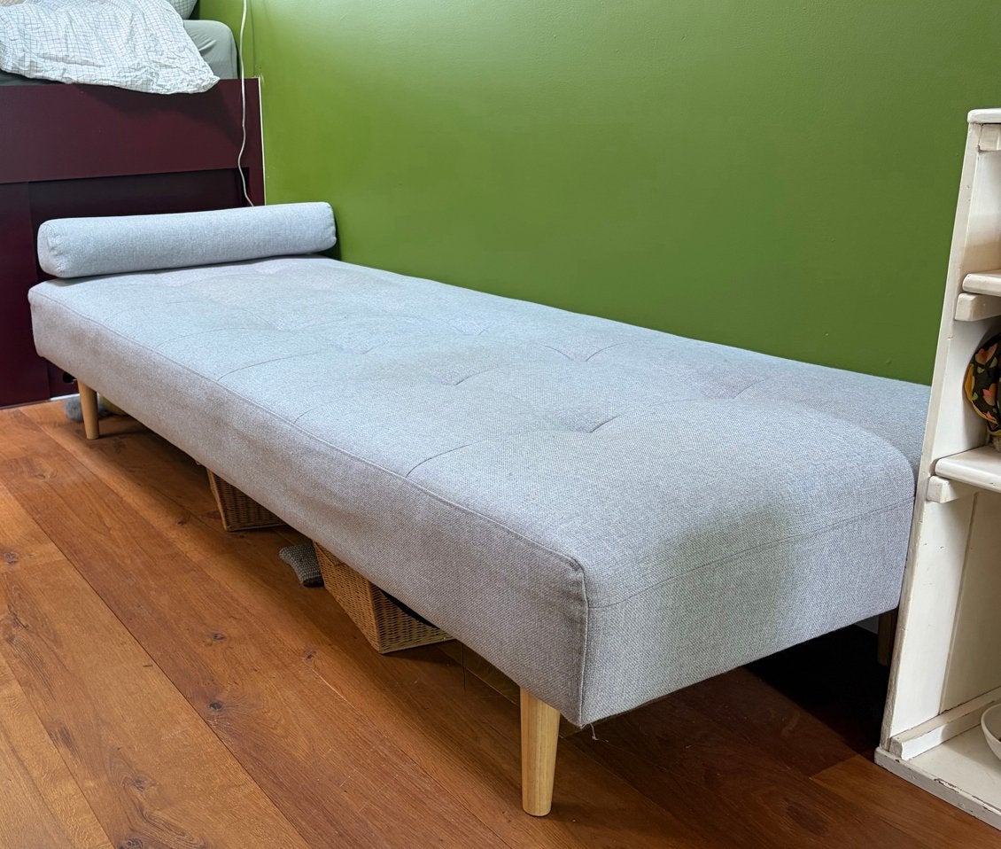 Daybed / bank / logeerbed licht blauwgrijs, gratis zsm, Ophalen, Gebruikt, Eenpersoons, 150 tot 200 cm