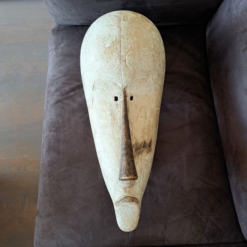 Fang-Ngil Masker, Antiek en Kunst, Hout, Wit, Afrika, Masker