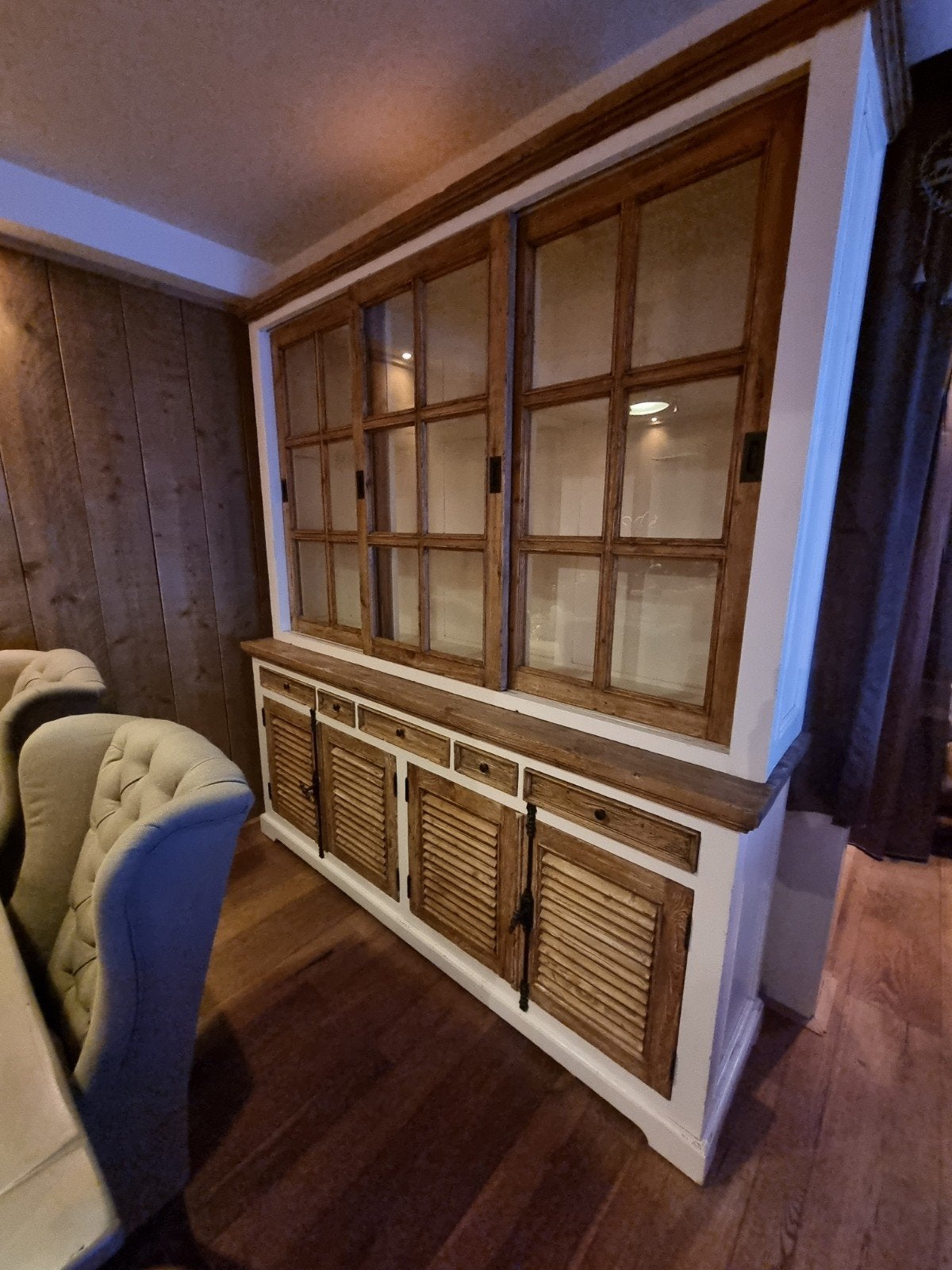 Landelijke Brocante Buffetkast Amanda € 850.-, Ophalen of Verzenden, Zo goed als nieuw, 25 tot 50 cm, 200 cm of meer