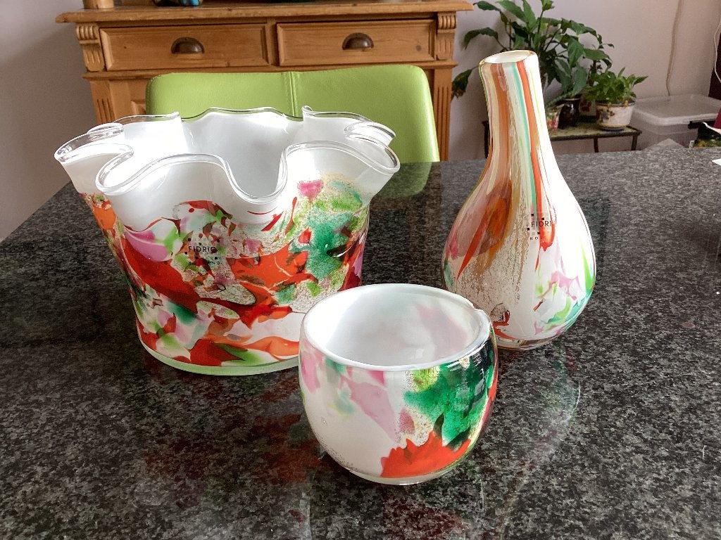 Glas, Fidrio, mixed colours, vaas, pot, vanaf € 8,95, Ophalen, Glas, Handgemaakt