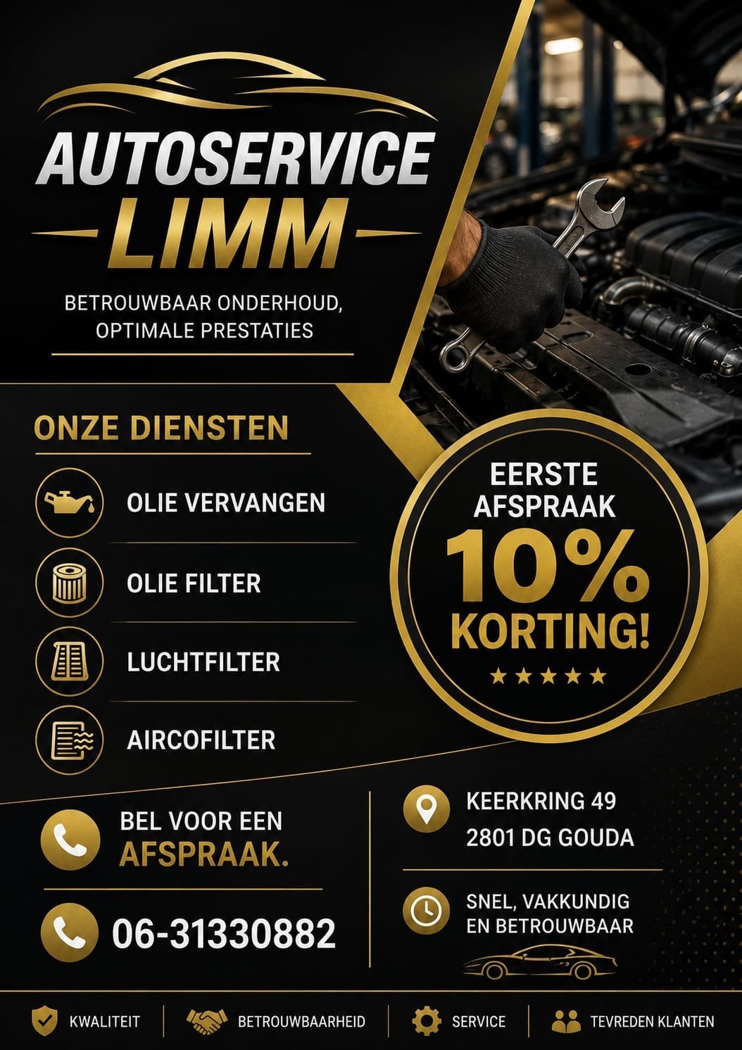 U olie vervangen of een autopoetsbrug huren.