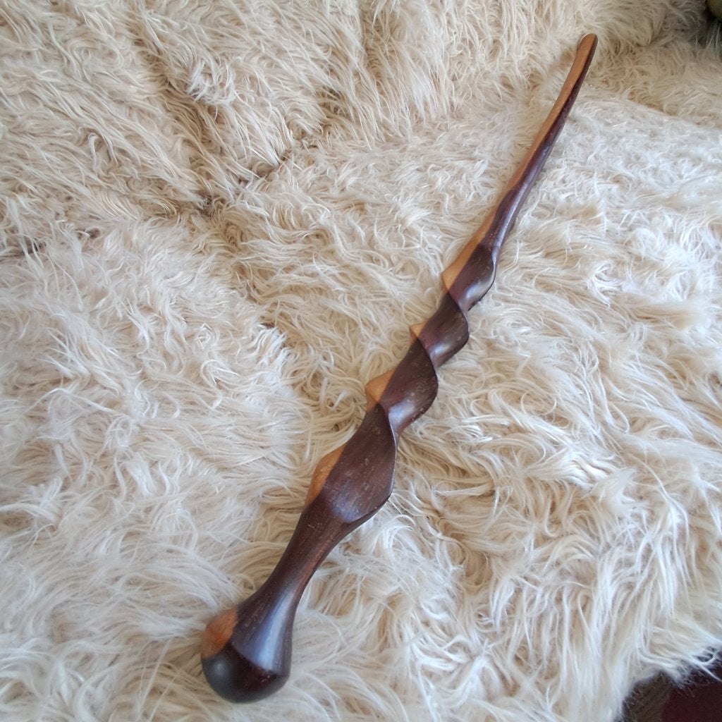Mooie stok gedraaid 2 kleurig hout praat / wandel stok 0209, Gebruikt, -, -, Ophalen of Verzenden