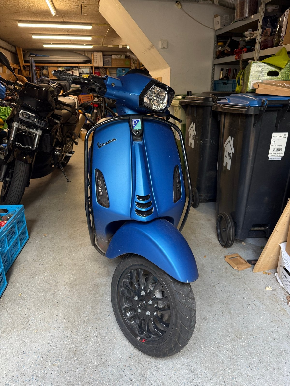 Vespa Sprint 45km/u - Mat Blauw - Zo goed als nieuw, Ophalen, Zo goed als nieuw, Maximaal 45 km/u, Overige modellen
