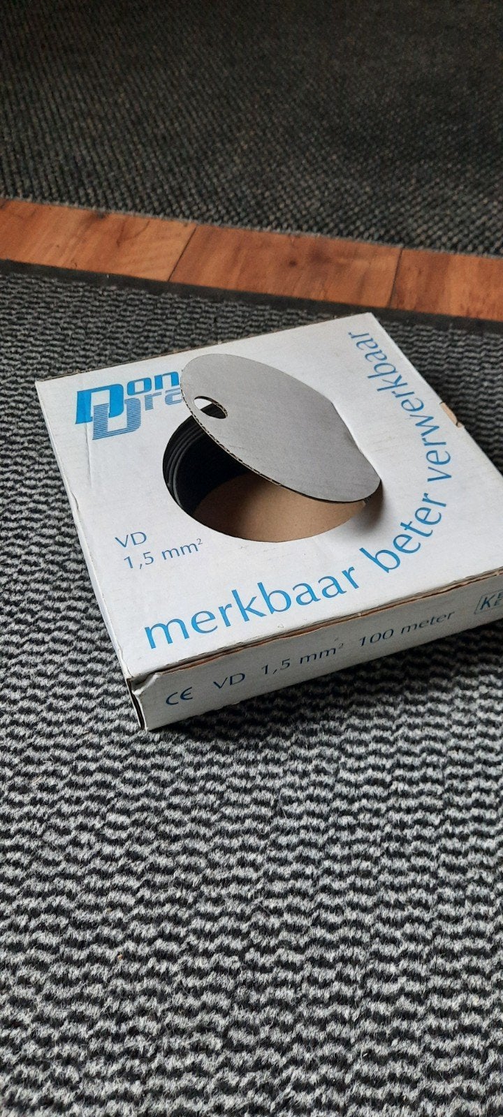 Donné Graad VD H07V-U 1.5mm² Zwarte Installatiedraad 100m, Ophalen