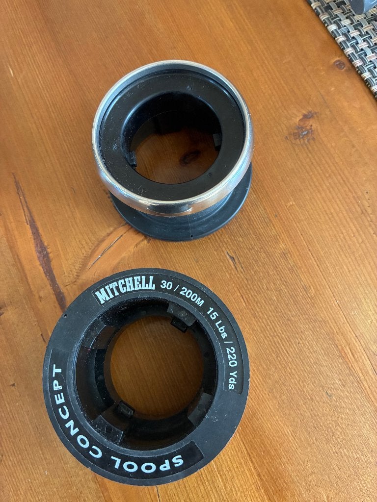2 Mitchell Spinrollen Spool Concept 30/200 m 15 Lbs/220 Yds, Ophalen of Verzenden, Nieuw, Overige typen