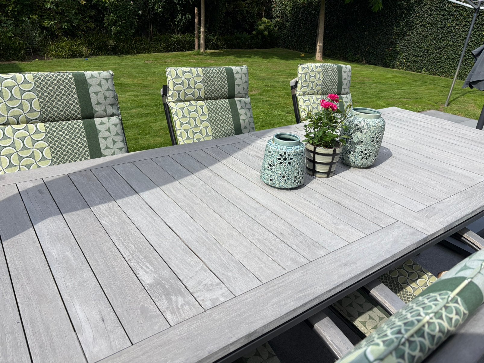 6 luxe tuinstoelen met kuseens, Ophalen, Zo goed als nieuw