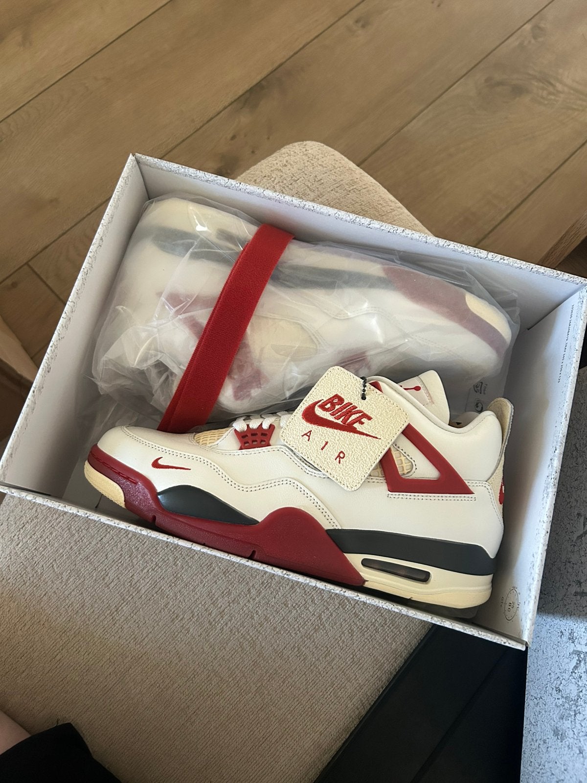 Nike Air Jordan 4 Bike Air Brick by Brick 44.5 44,5, Wit, Nieuw, Ophalen of Verzenden, Sneakers of Gympen