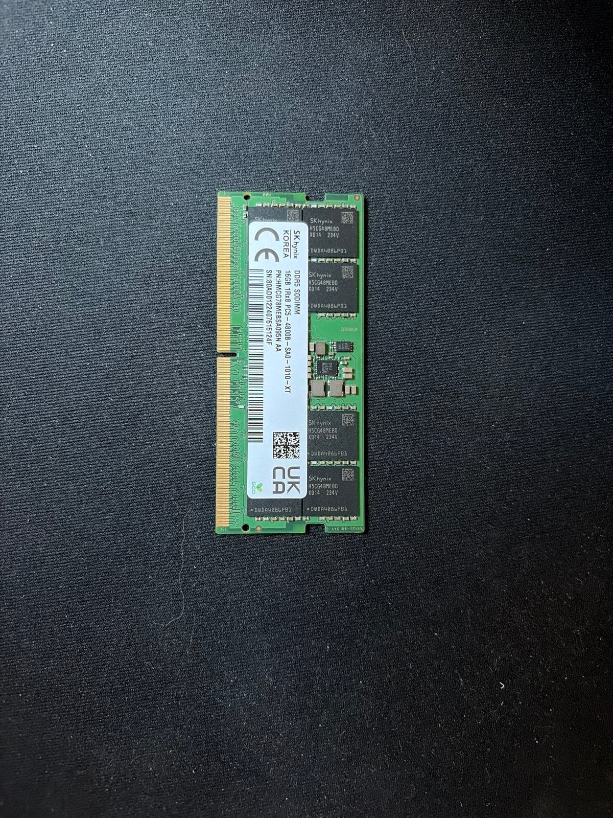 SK Hynix 16GB DDR5 SODIMM RAM 4800MHz voor Laptop, Computers en Software, RAM geheugen, Ophalen of Verzenden, Zo goed als nieuw