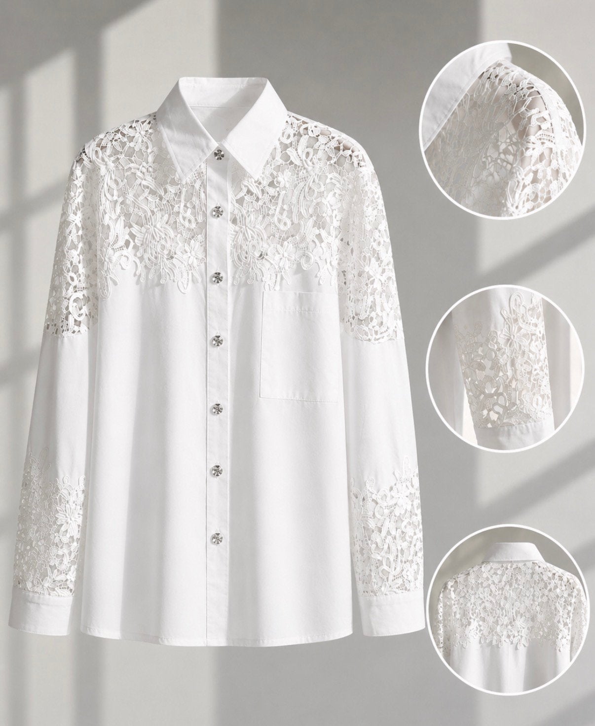 Witte blouse met kanten details - Onesize (tot maat 42), Ophalen of Verzenden, Nieuw, Maat 38/40 (M), Wit