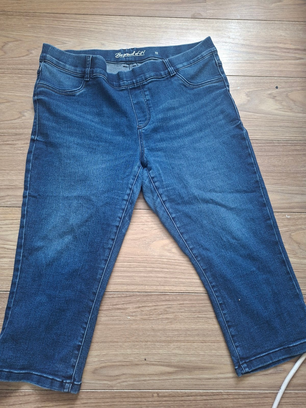 3/4 Jeans Broek Maat 50 met Wijde Pijpen en Elastiek, Ophalen of Verzenden
