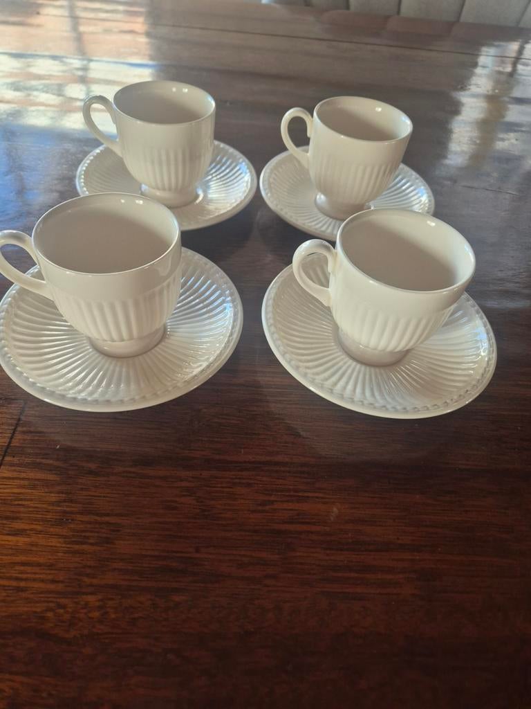 4 stuks Wedgwood Edme espresso kop en schotel, Ophalen, Zo goed als nieuw, Wedgwood, Kop(pen) en/of Schotel(s)