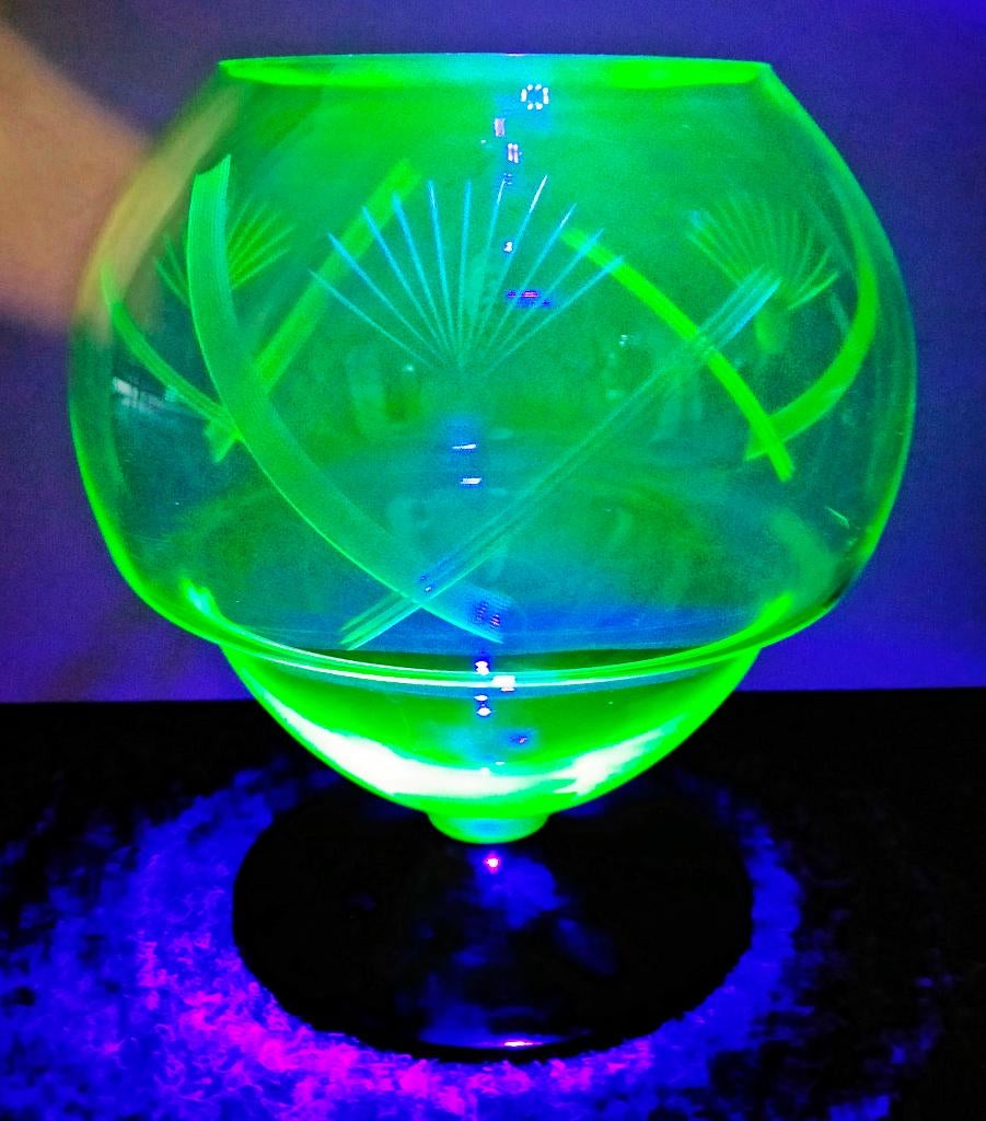 Antiek Anna Groen Uranium Glas - Copier Vaas, Antiek en Kunst, Antiek | Glas en Kristal, Ophalen of Verzenden