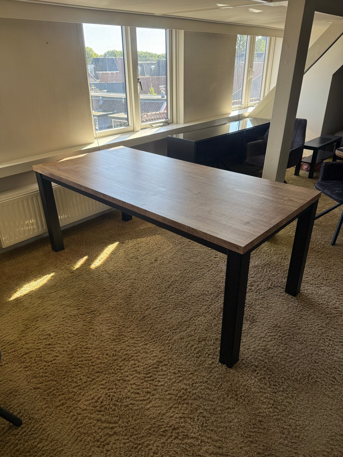 Moderne eettafel 190cm, Ophalen, 100 tot 150 cm, Zo goed als nieuw, 150 tot 200 cm