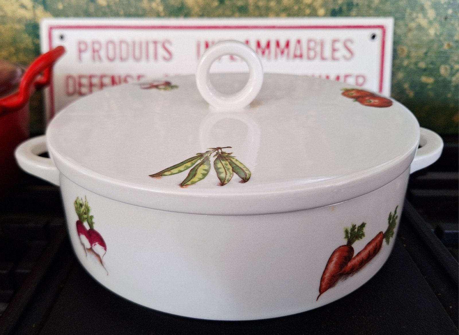 Vintage dekselschaal Décor Potager, MdL Orchies, Antiek en Kunst, Antiek | Servies los, Ophalen of Verzenden