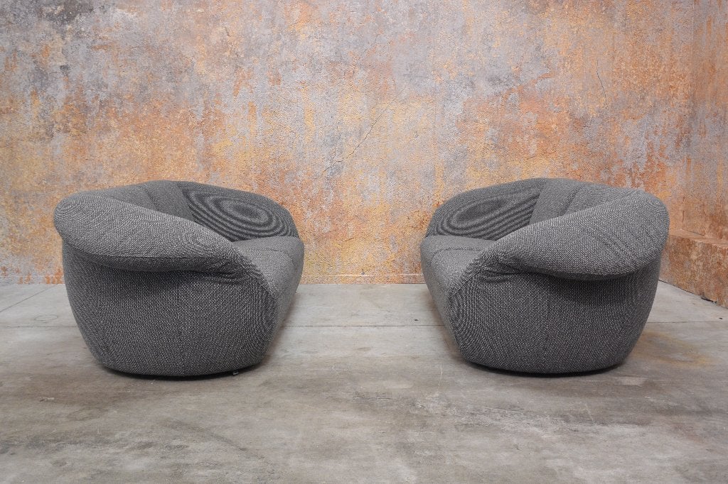 Als NIEUW! grijze stoffen Leolux Gynko design bank 2stuks, Leolux, Leolux, 150 tot 200 cm, Tweepersoons