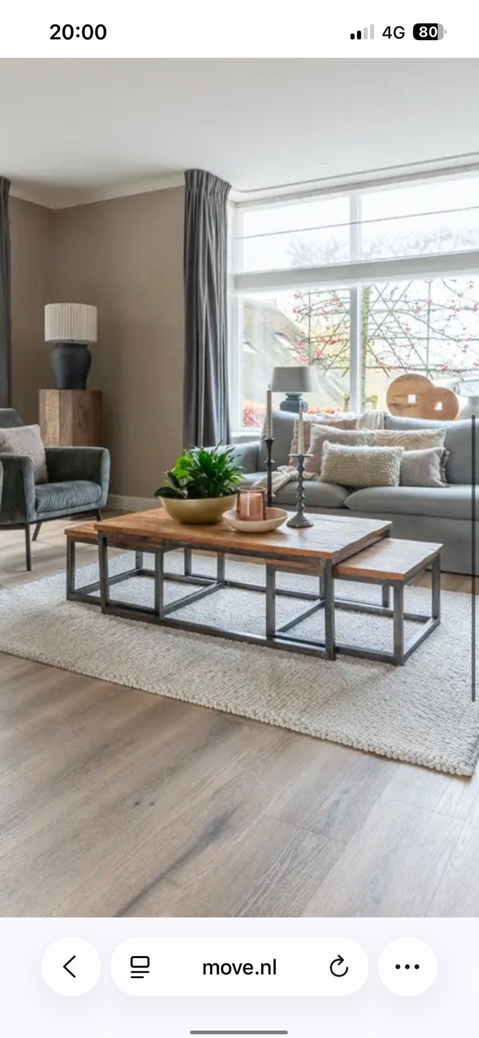 Set van 3 Houten salontafels met ijzeren onderstel, Huis en Inrichting, Tafels | Salontafels, Ophalen, Gebruikt, 100 tot 150 cm