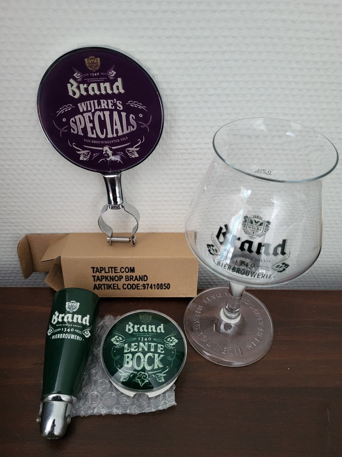 Mooie Biertap van Brand bier Nieuwe Tapruite, Taphendel Enz, Verzamelen, Ophalen of Verzenden, Gebruikt, Glas of Glazen, Brand