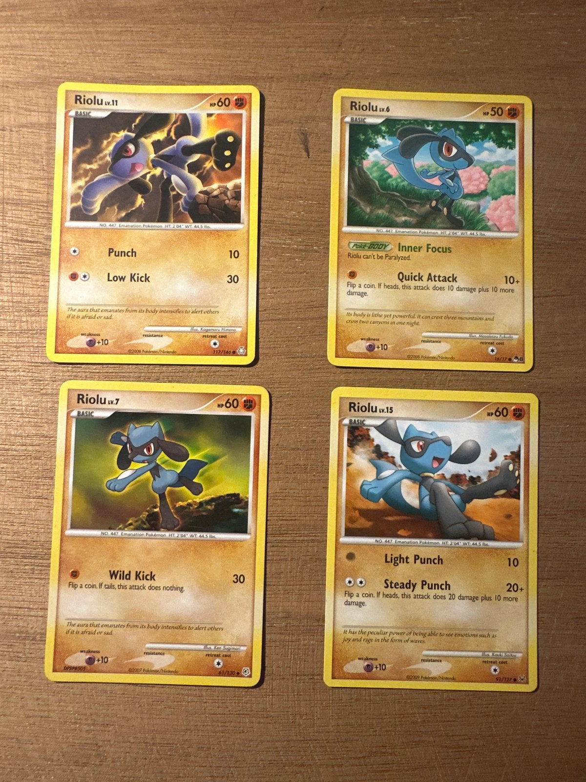 Riolu Pokémon Kaarten Collectie 2007-2009 (4 stuks), Hobby en Vrije tijd, Verzamelkaartspellen | Pokémon, Ophalen of Verzenden