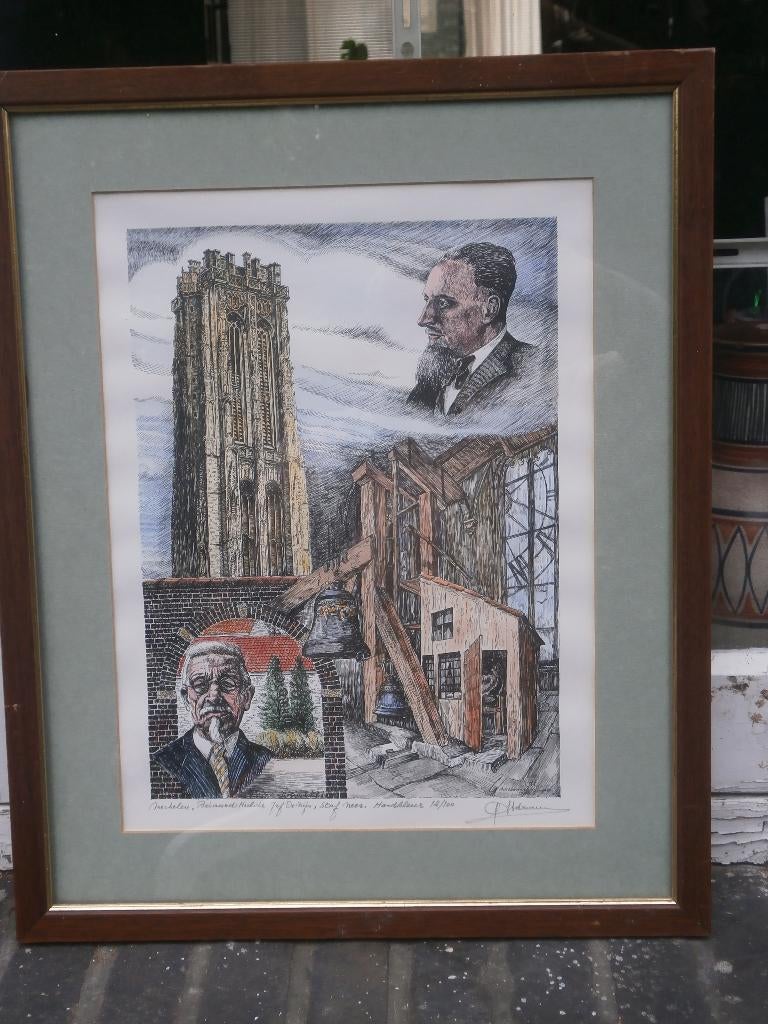 Mechelen, Kl. Litho Hulde a/d Beiaardiers de Nijn/Mees, Ophalen of Verzenden