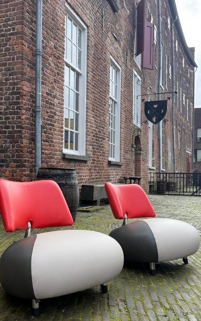 Leolux Pallone fauteuils (2) groen, creme, grenadine NIEUW, Ophalen, Nieuw, 75 tot 100 cm, Jori, De Sede, Minoti, Pode, Gelderland, Rolf Benz