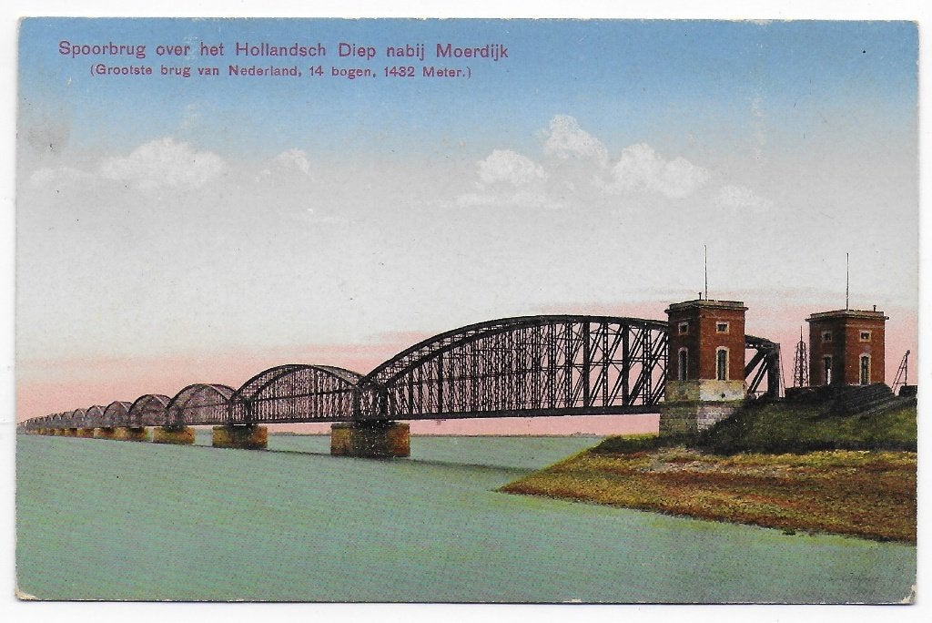 Moerdijk Spoorbrug Ansichtkaart uit 1934 ( B6690), Verzamelen, Ansichtkaarten | Nederland, Ophalen of Verzenden, 1920 tot 1940