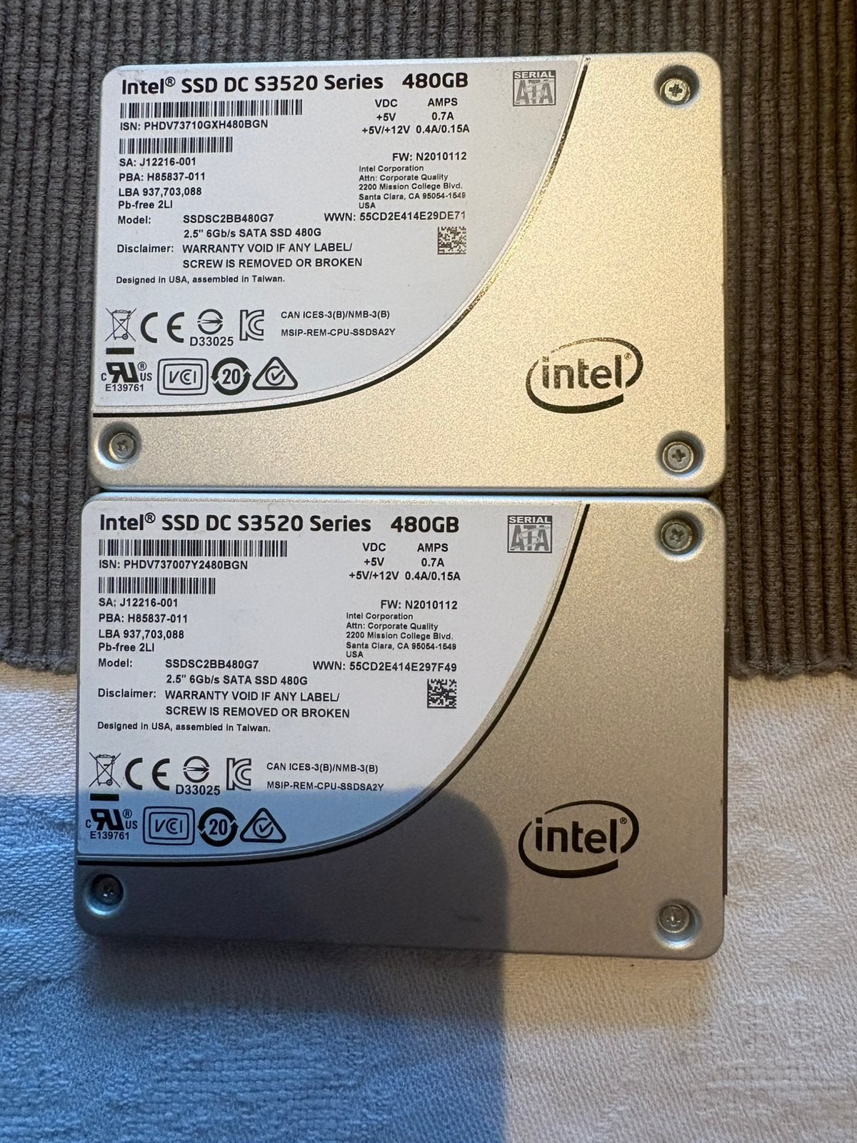 Intel ssd dc s3520 series 480gb ssd prijs per stuk, Computers en Software, Harde schijven, Intern, Gebruikt, Ophalen of Verzenden