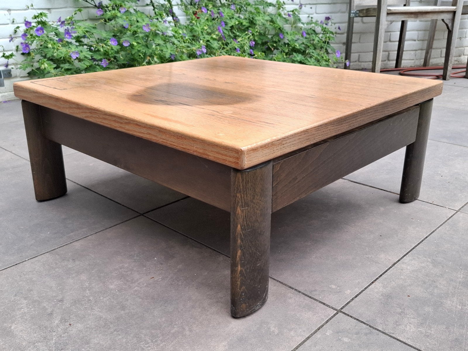 Vintage Leolux salontafel 80x80x33 cm, Ophalen, Vintage - jaren 60 vorige eeuw, Gebruikt, 50 tot 100 cm