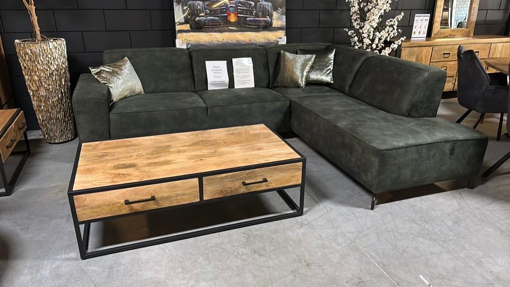 Salontafel mangohout 130x70 cm SHOWROOM OPRUIMING, Ophalen, 100 tot 150 cm, 50 tot 100 cm, Zo goed als nieuw