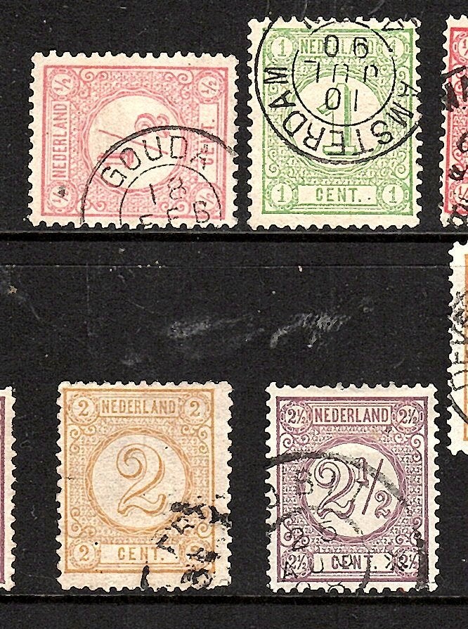 nvph 30-33 cijferzegels 1876-1894 gebruikt zie scan 026, Ophalen of Verzenden, T/m 1940, Gestempeld