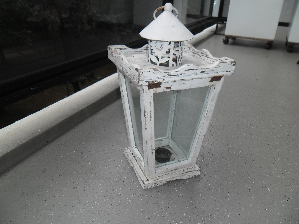 Decoratieve houten lantaarn - Brocante stijl, Ophalen of Verzenden, Gebruikt