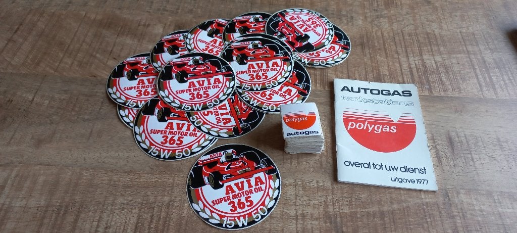 Stickers AVIA motor olie Polygas, Timmermans olie, Ophalen, Nieuw, Auto of Motor