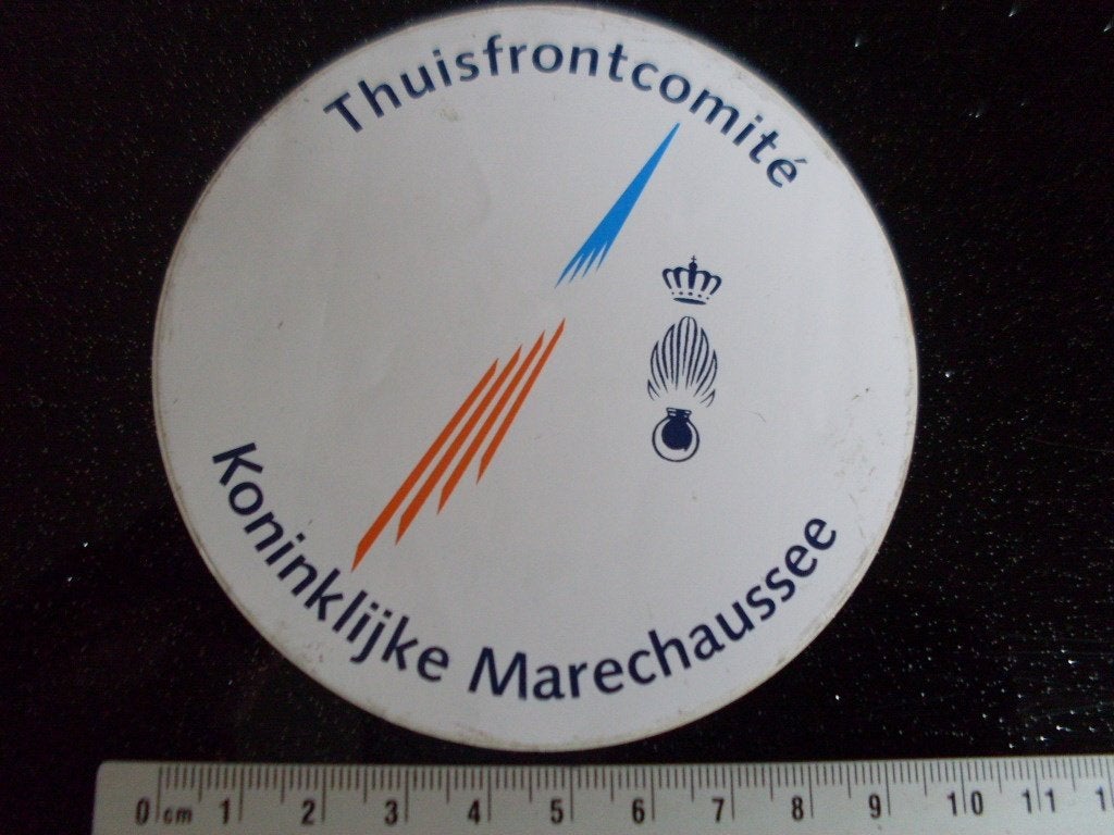 sticker thuisfrontcomité koninklijke marechaussee logo, Verzenden, Zo goed als nieuw, Bedrijf of Vereniging