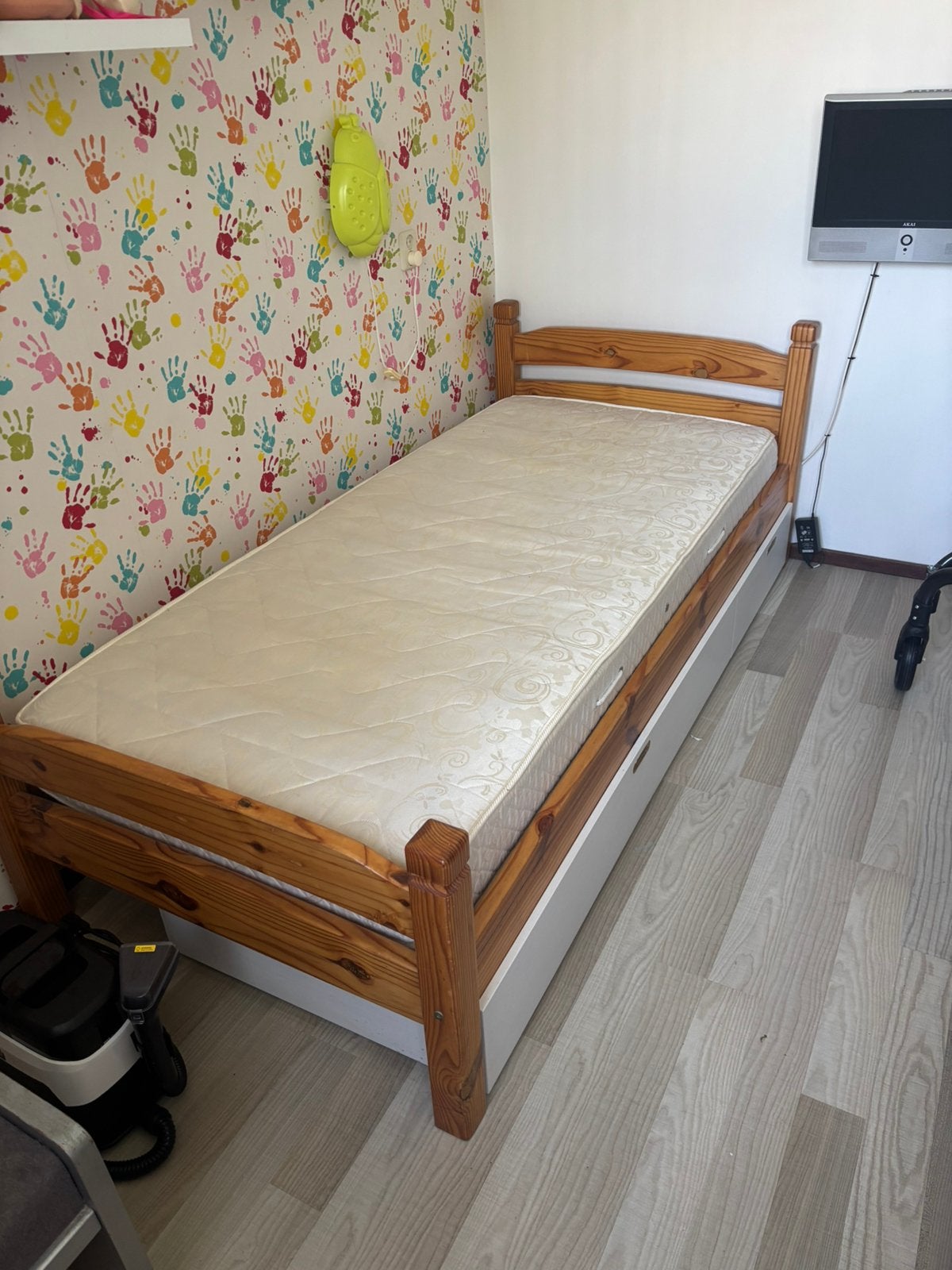 Eenpersoonbed met onderlade, Ophalen, Gebruikt, 90 cm, Eenpersoons