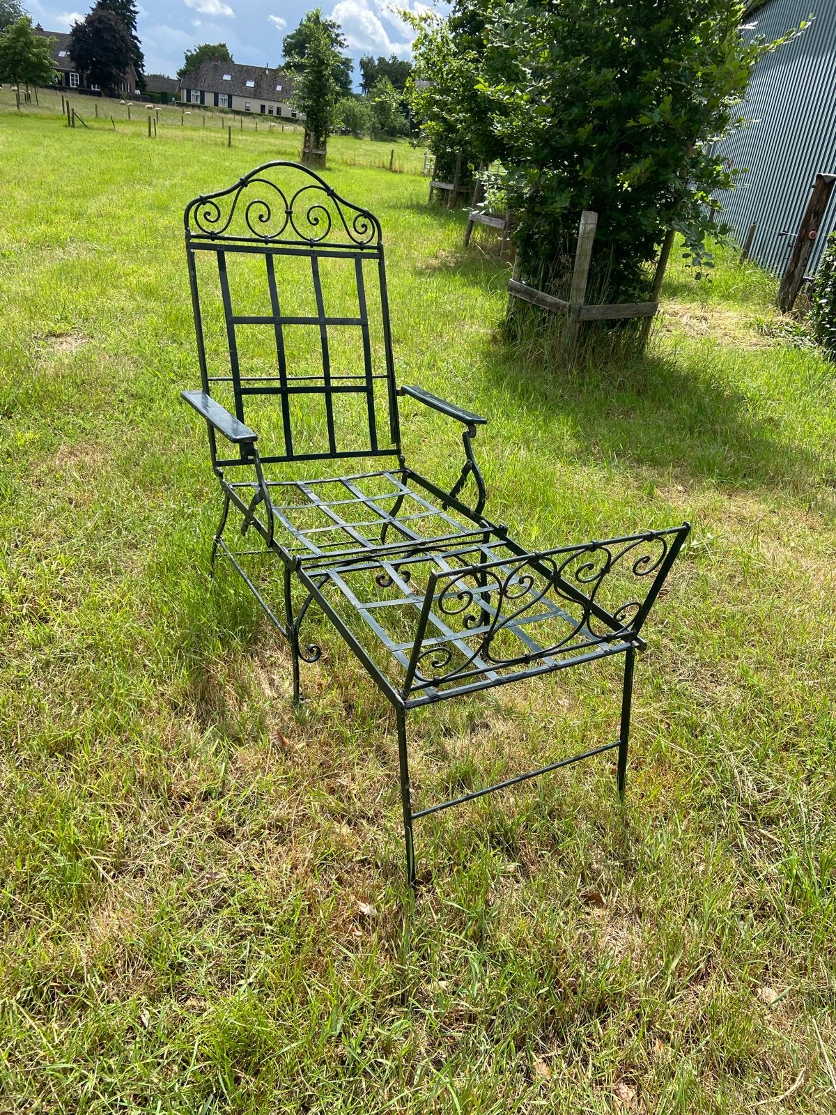 Antiek smeedijzeren loungebed / relaxstoel - opvouwbaar, Ophalen