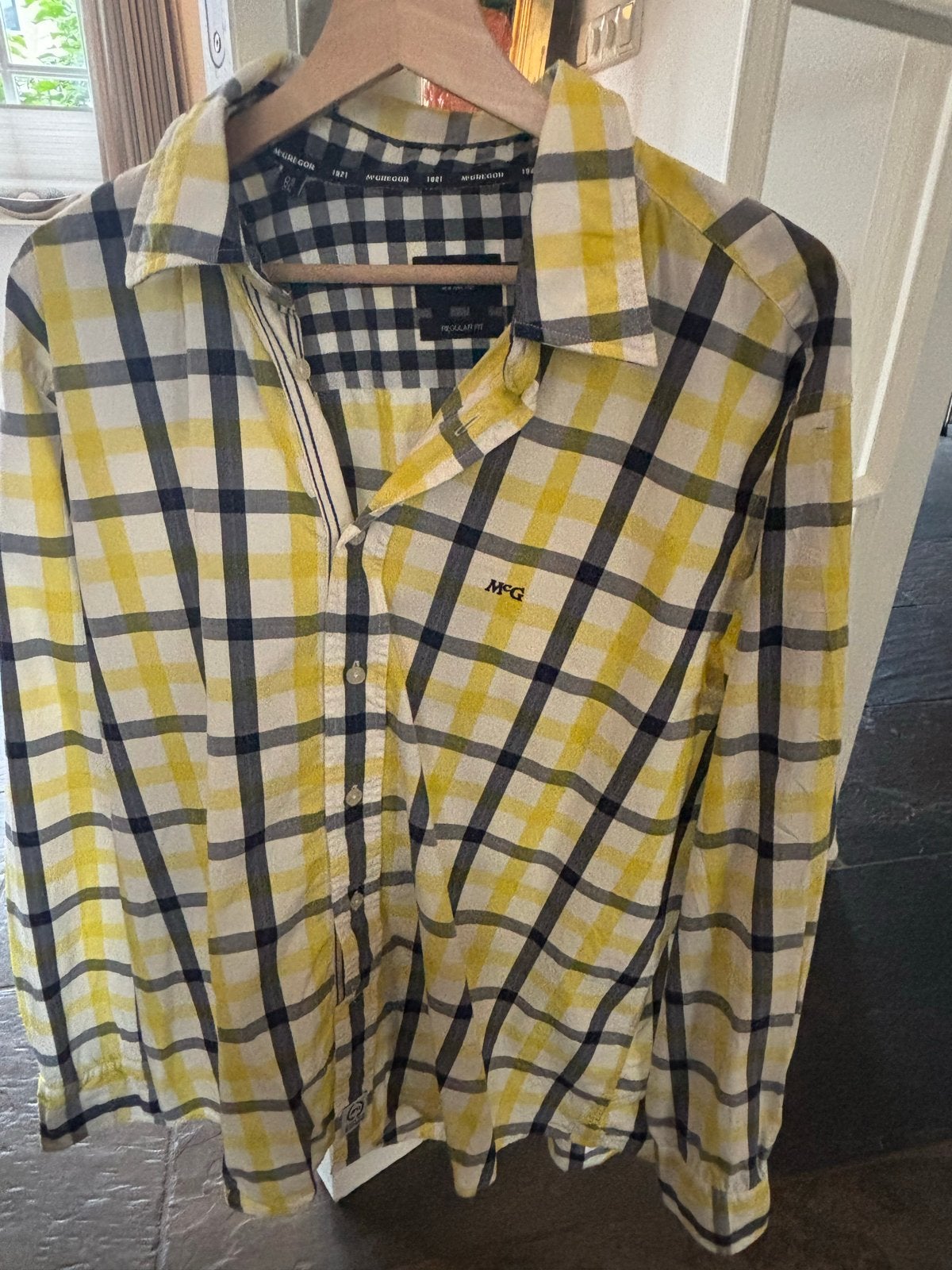 McGregor Geruit Overhemd - Geel, Zwart, Wit - Maat XL, Kleding | Heren, Ophalen of Verzenden, Zo goed als nieuw, Geel, Halswijdte 43/44 (XL)
