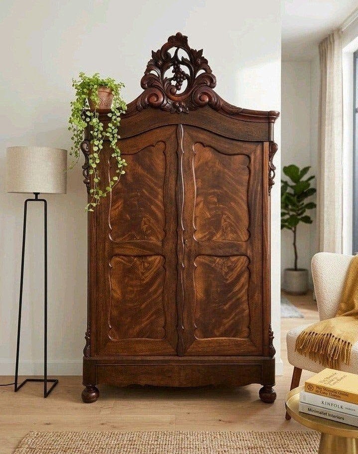 🤎Antieke XL Biedermeier kuifkast vintage kast demontabel, Verzenden