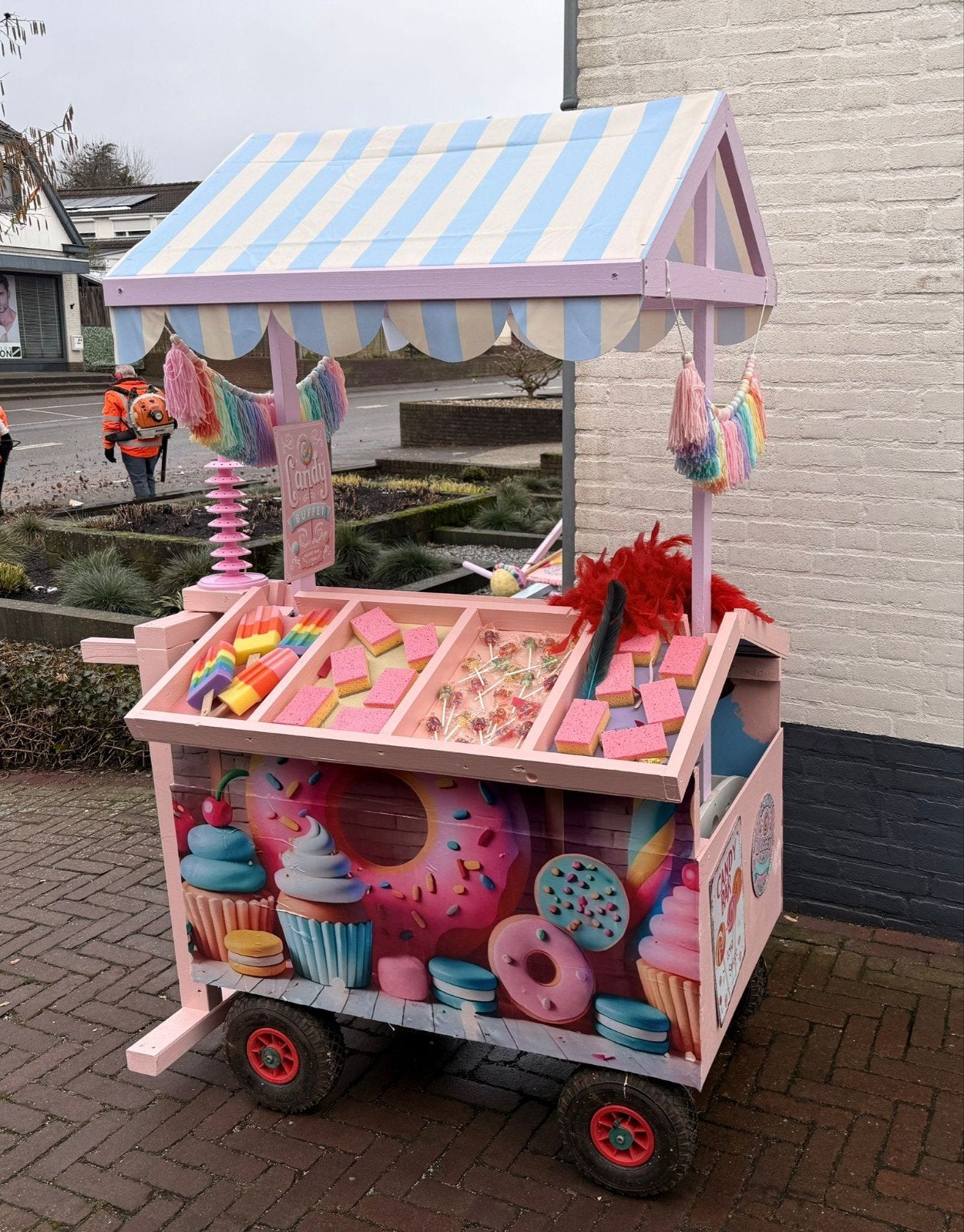 Unieke Roze Snoepkraam op Wielen - Carnaval, Hobby en Vrije tijd, Ophalen