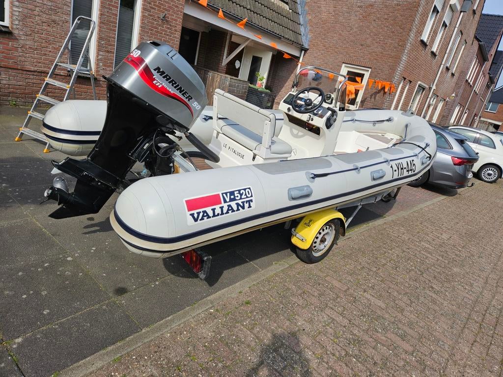 Valiant V-520 RIB met Mariner 50 PK buitenboordmotor, Watersport en Boten, Rubberboten, Overige merken, Gebruikt, Ophalen of Verzenden