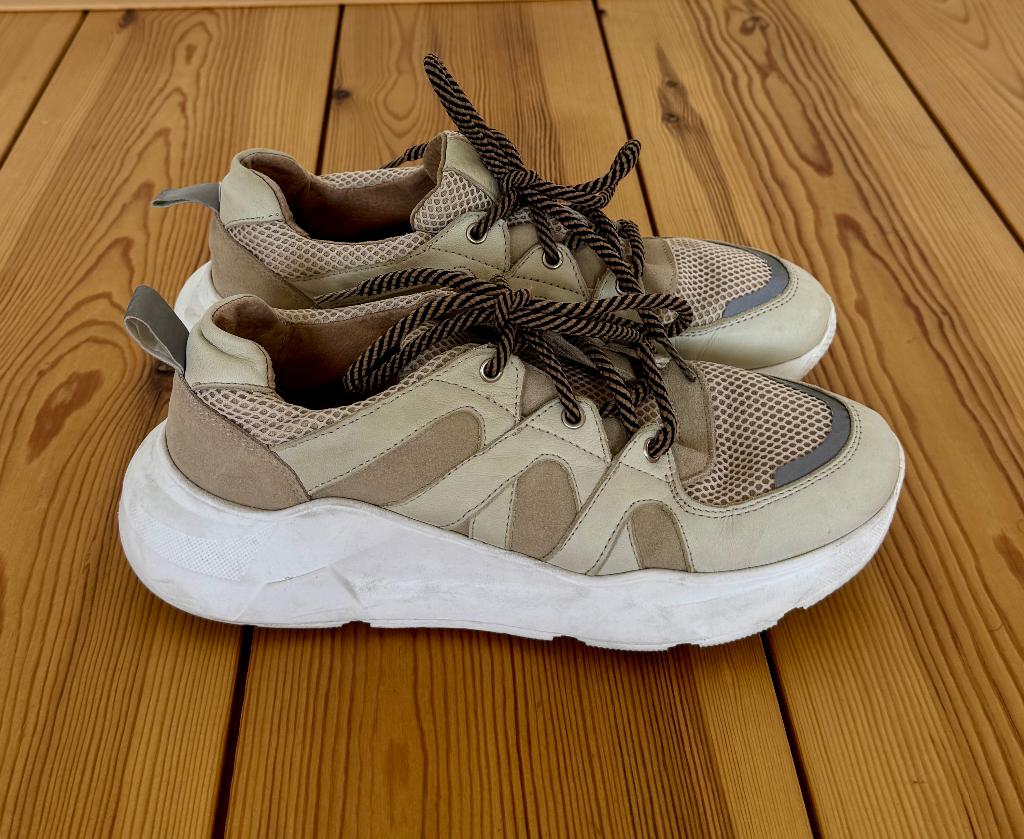 DWRS Sneakers - Wit beige bruin Leer - Maat 40, DWRS, Wit, Ophalen of Verzenden, Sneakers of Gympen