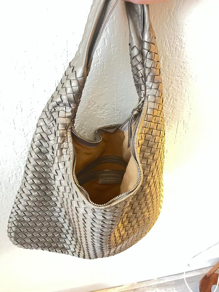 Bottega Venetta tas vintage Intrecciato, Ophalen of Verzenden, Gebruikt, Grijs, Schoudertasje