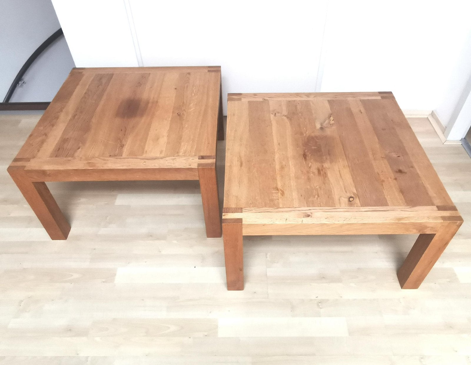 2 moderne massief eiken salontafels onbehandeld, Huis en Inrichting, Ophalen, 50 tot 100 cm, 50 tot 100 cm, 5 – 50