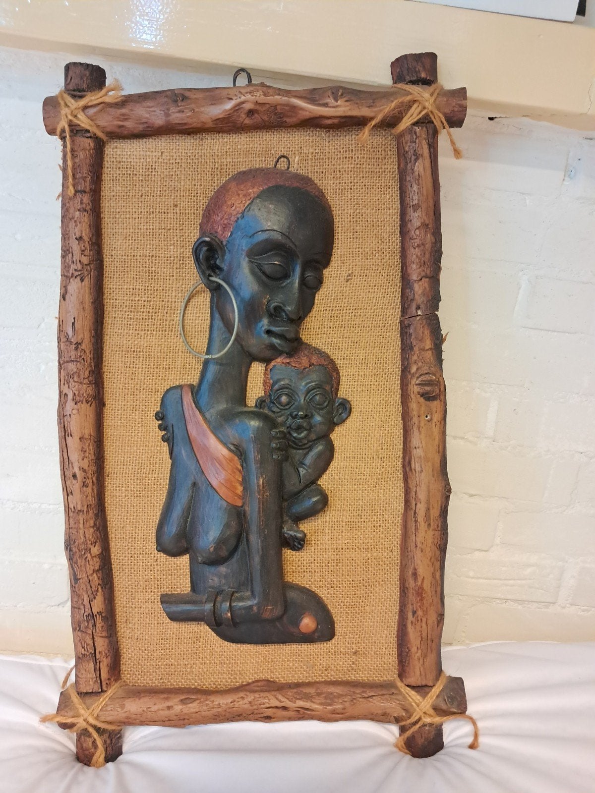 Mooi houtsnijwerk uit Gambia om op te hangen 57x33,5  cm, Ophalen, Houtsnijwerk, 50 - 100 cm, Handgemaakt