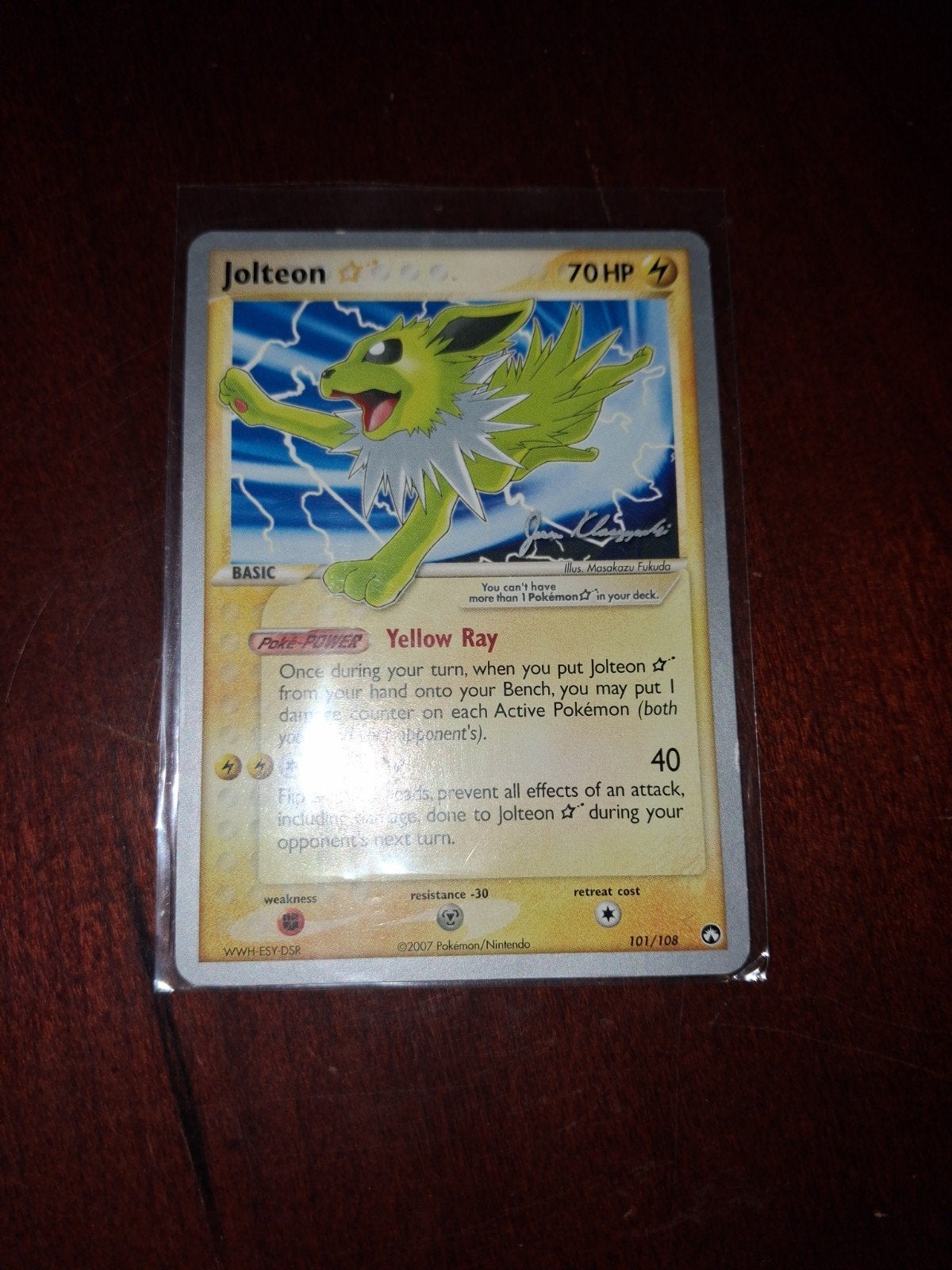 Jolteon gold star World Championships 2008 pokemon kaart, Ophalen of Verzenden, Zo goed als nieuw, Losse kaart, Foil