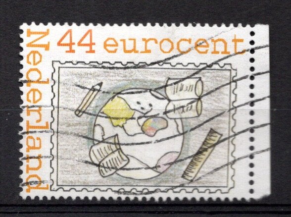 gestempelde zegel. Persoonlijke: tekening wereldbol, Ophalen of Verzenden, Na 1940, Gestempeld