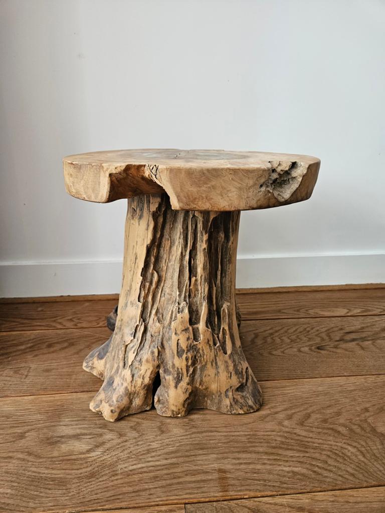 Boomstam krukje - massief hout, Ophalen of Verzenden, Hout